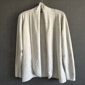 Gray Open Front Shawl Collar Cardigan